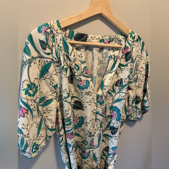 Loft Floral V-Neck Puff Sleeve Midi Dress - Picture 6 of 11